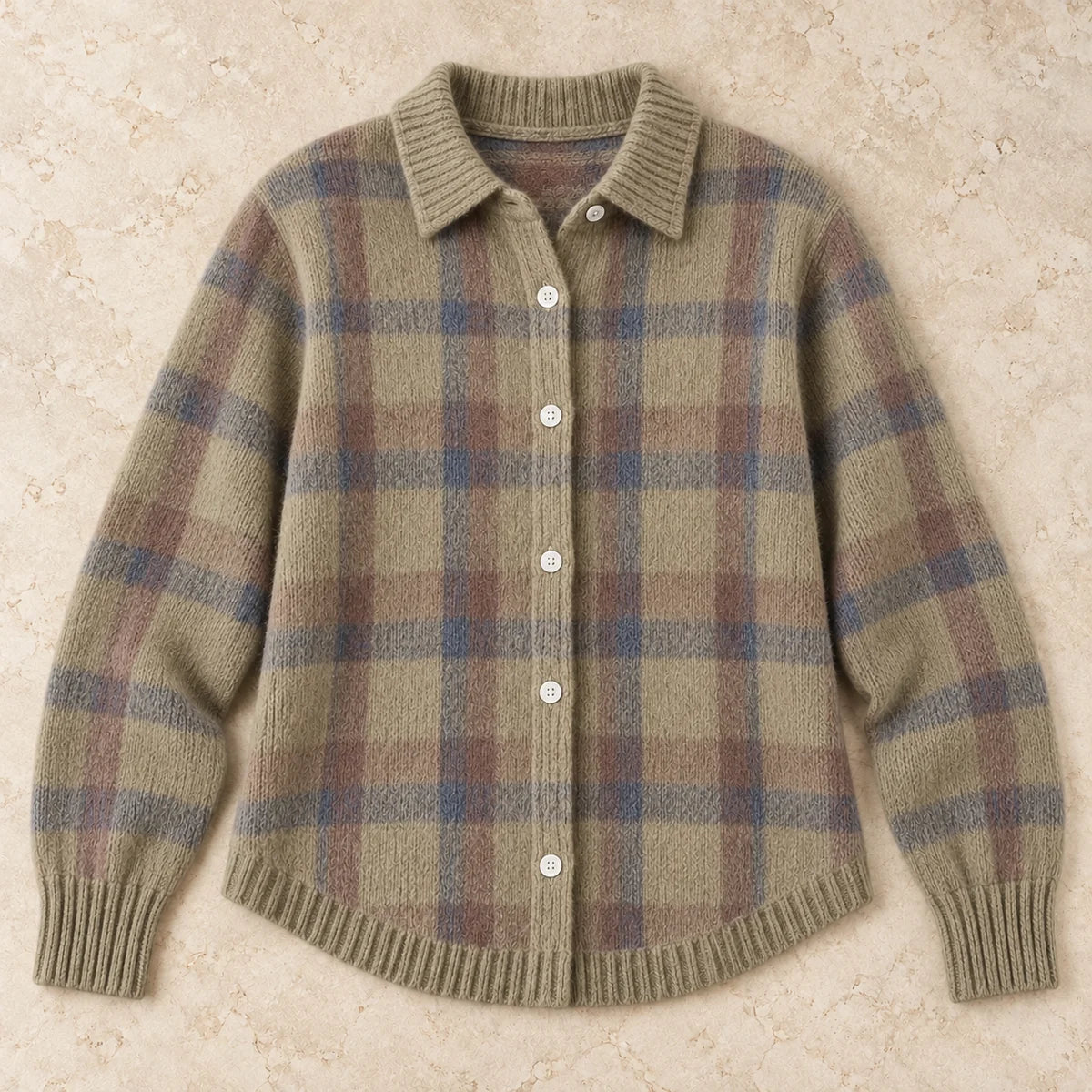 Knit Shirt | Anika Khaki overhead flatlay