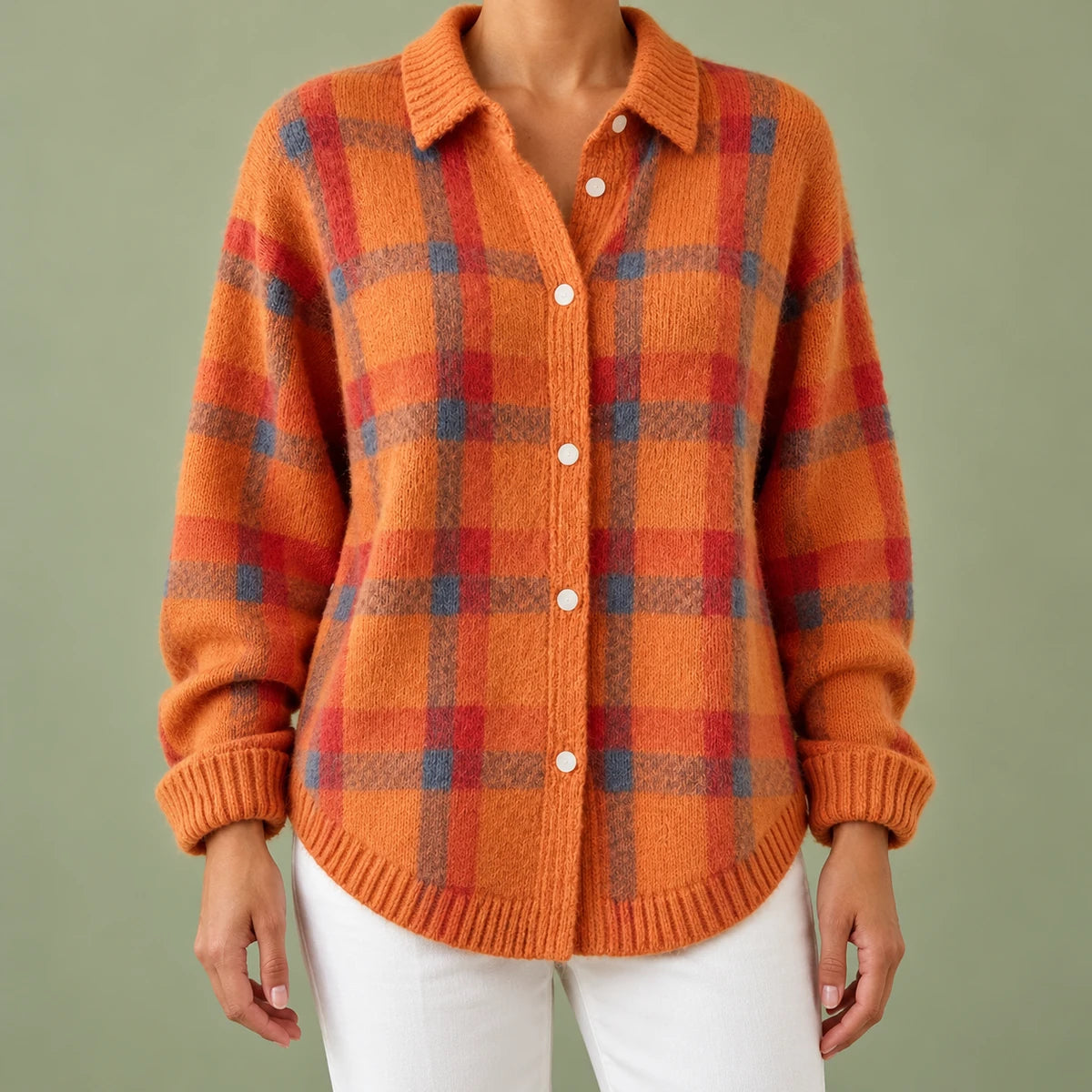 Knit Shirt | Anika Orange model worn
