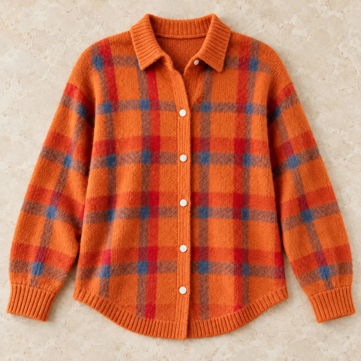 Knit Shirt | Anika Orange overhead flatlay