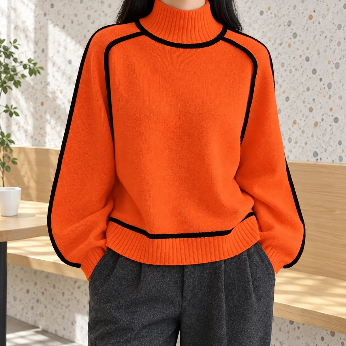 Knit Sweater | Lenora Orange lifestyle