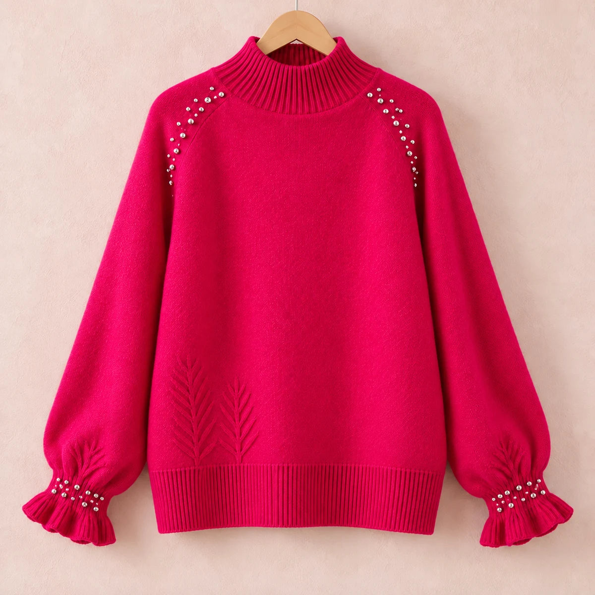 Knit Sweater | Selene in Pink front garment view