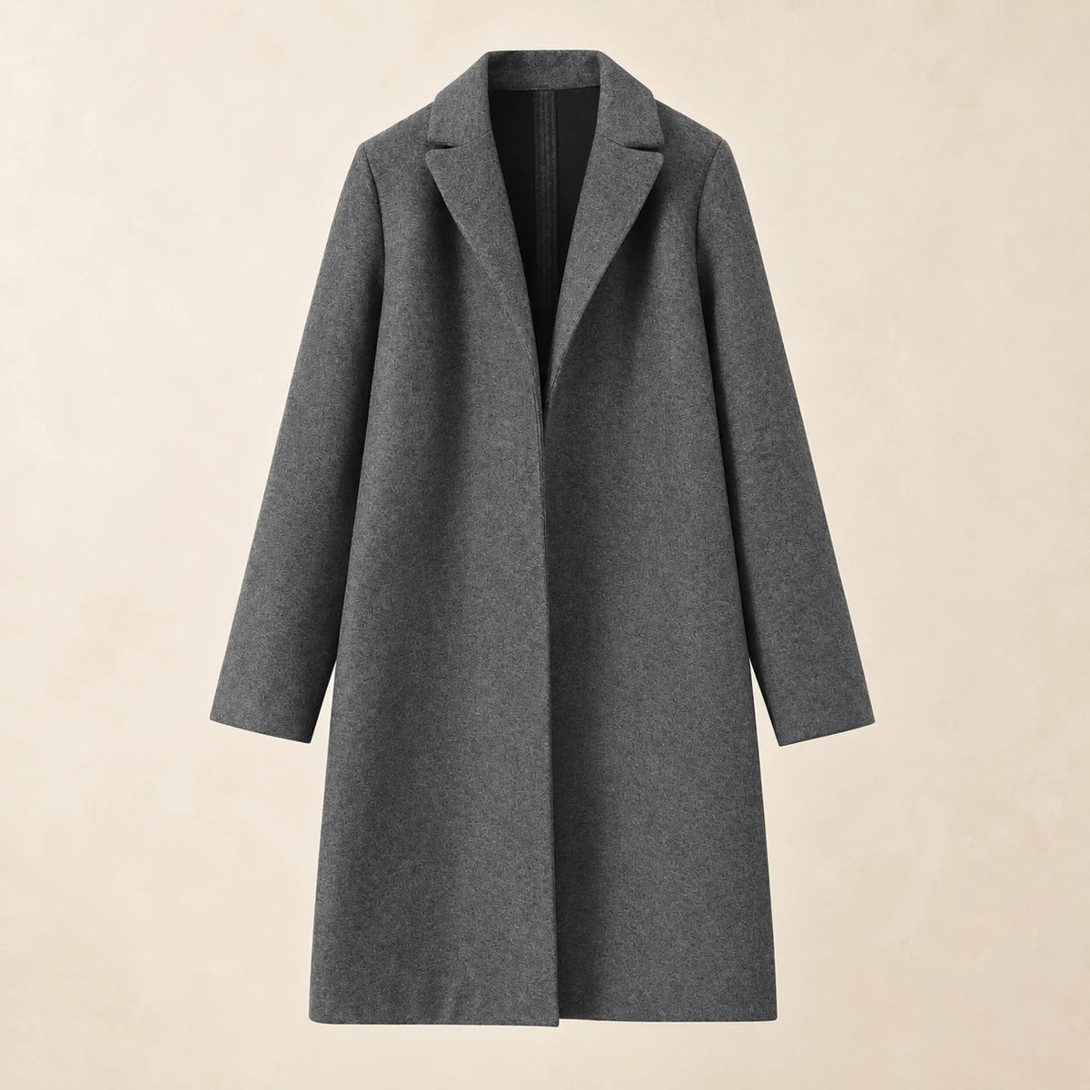 Suede Lapel Coat | Estelle in Gray front studio view