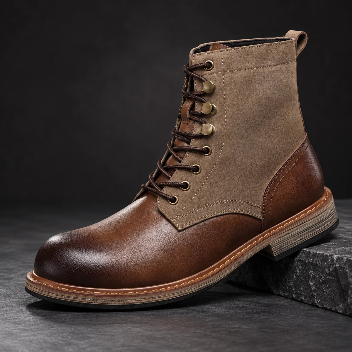Leather Boots | Breccan Brown diagonal pedestal