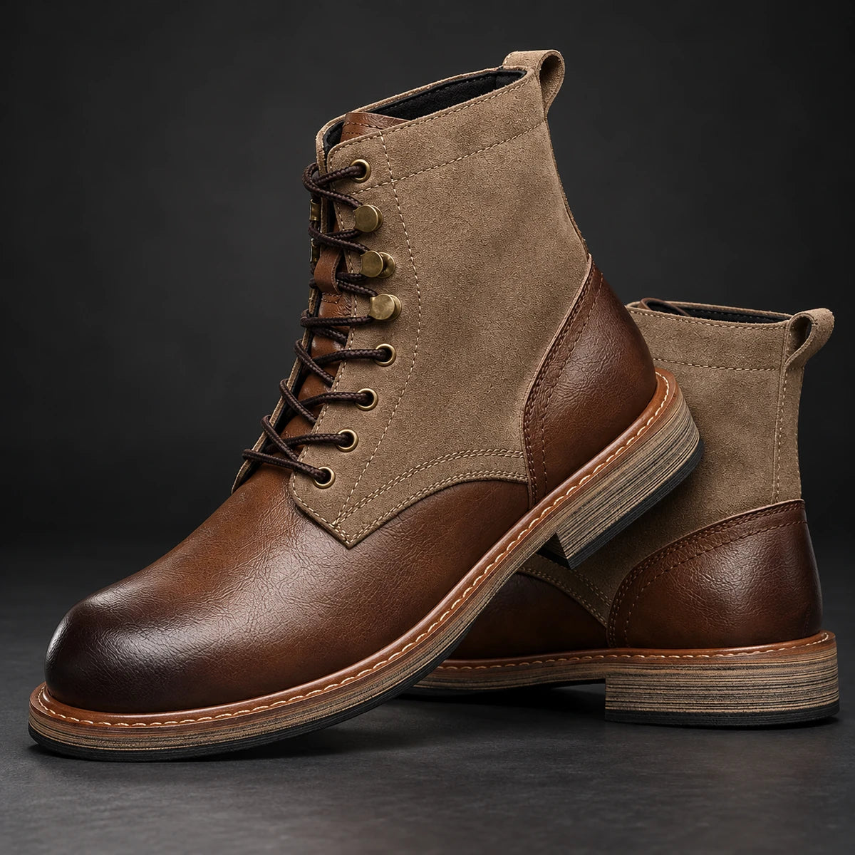 Leather Boots | Breccan Brown stacked pair