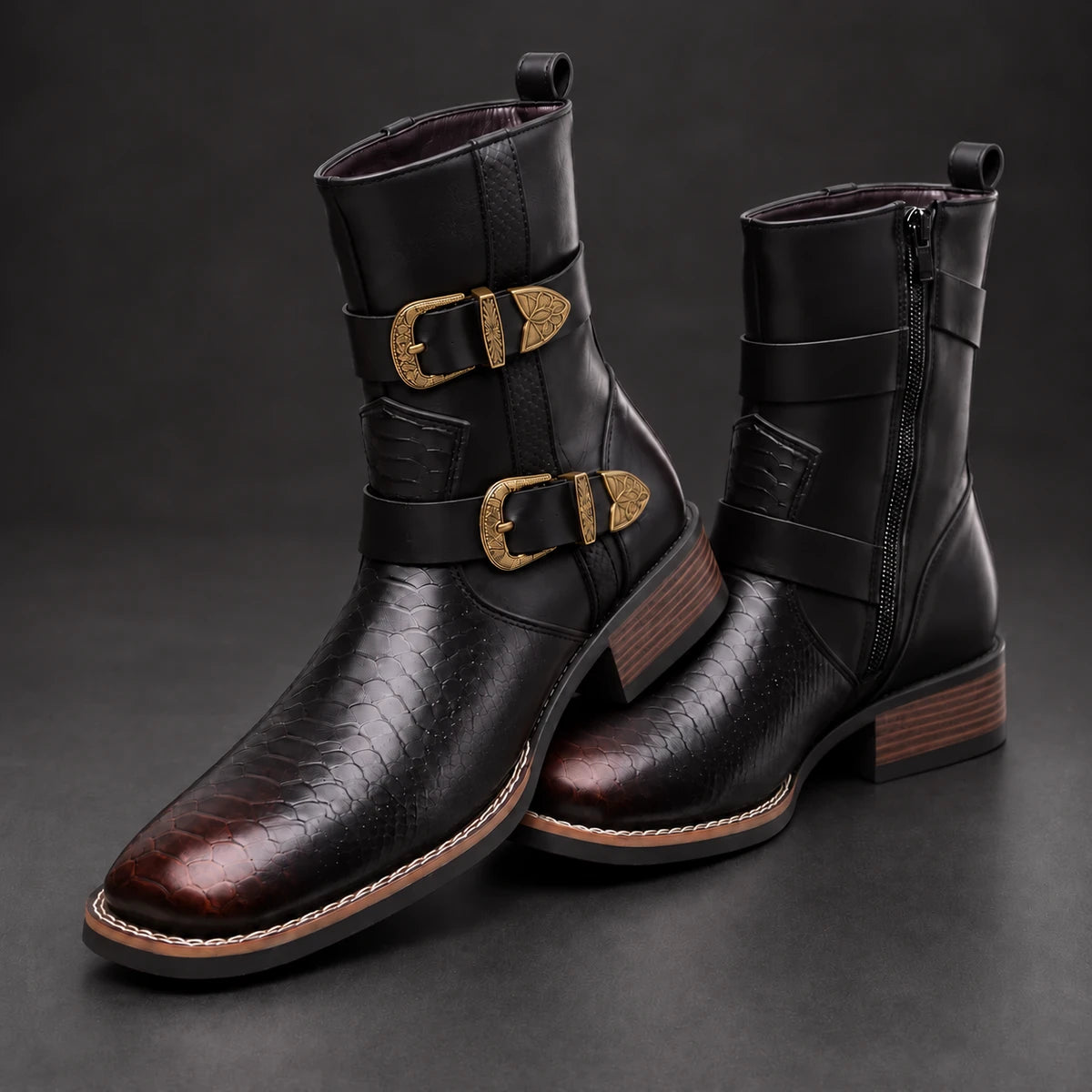 Leather Boots | Caelan Brown stacked pair