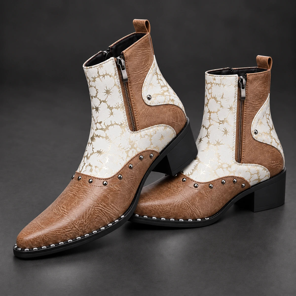 Leather Boots | Cassius Brown stacked pair