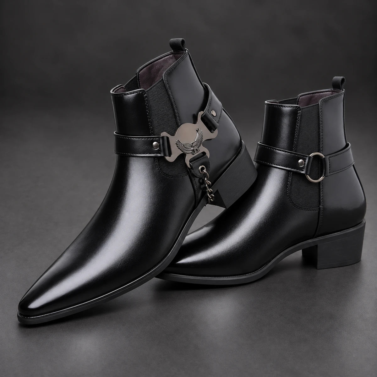 Leather Boots | Fenwick Black stacked pair