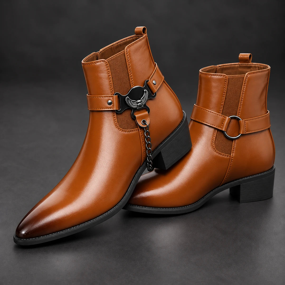 Leather Boots | Fenwick Brown stacked pair