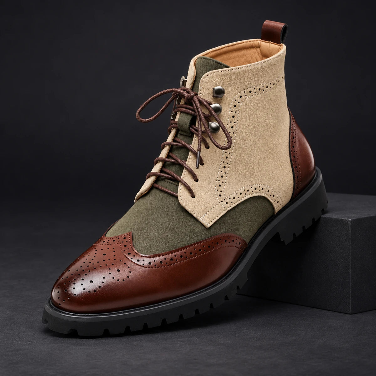 Leather Boots | Florian Brown diagonal pedestal