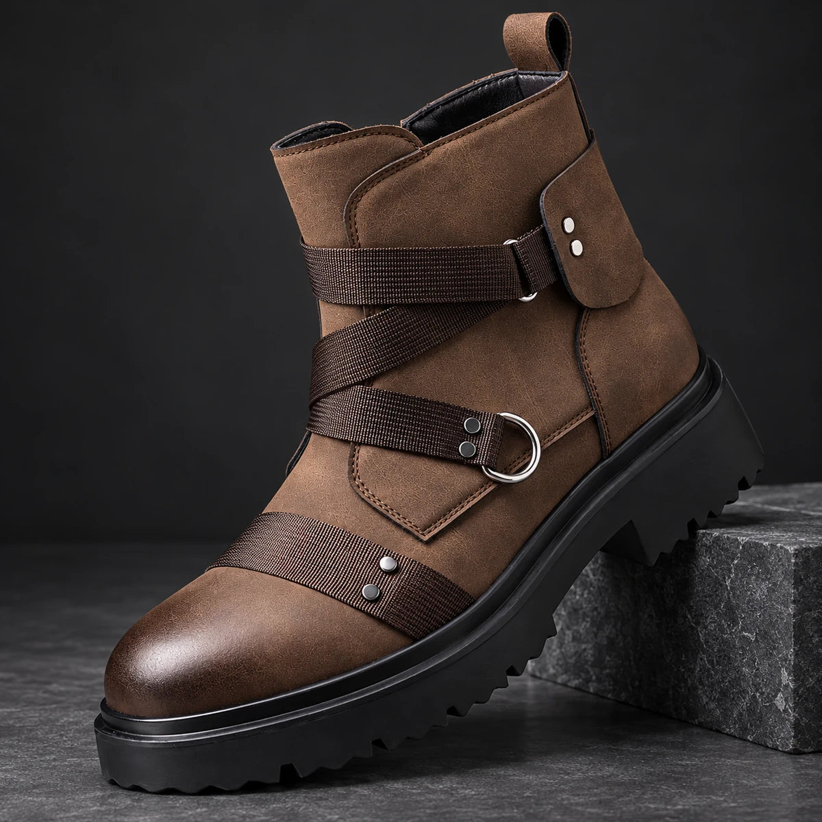 Leather Boots | Hawthorne Brown diagonal pedestal