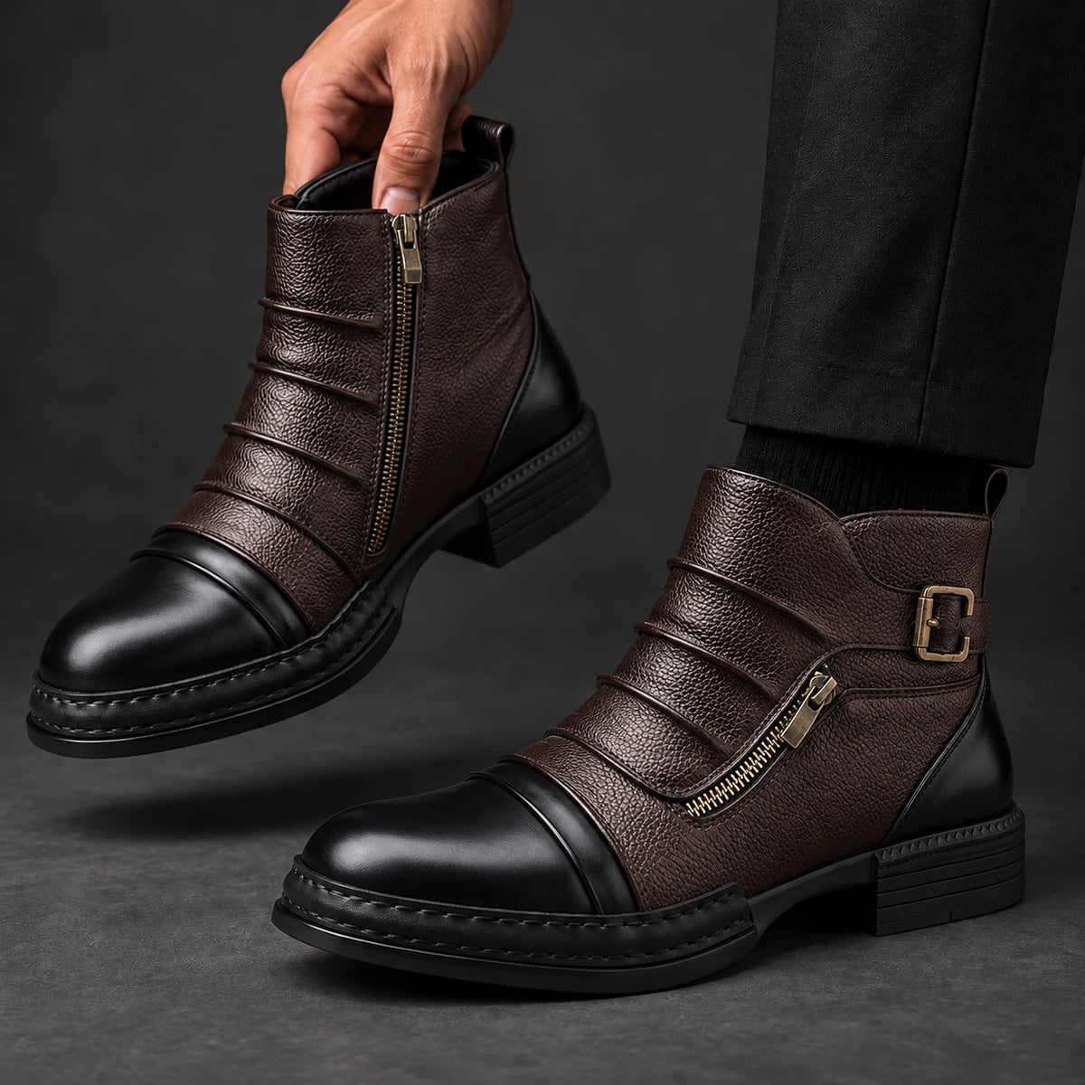 Leather Boots | Idris Black model handheld