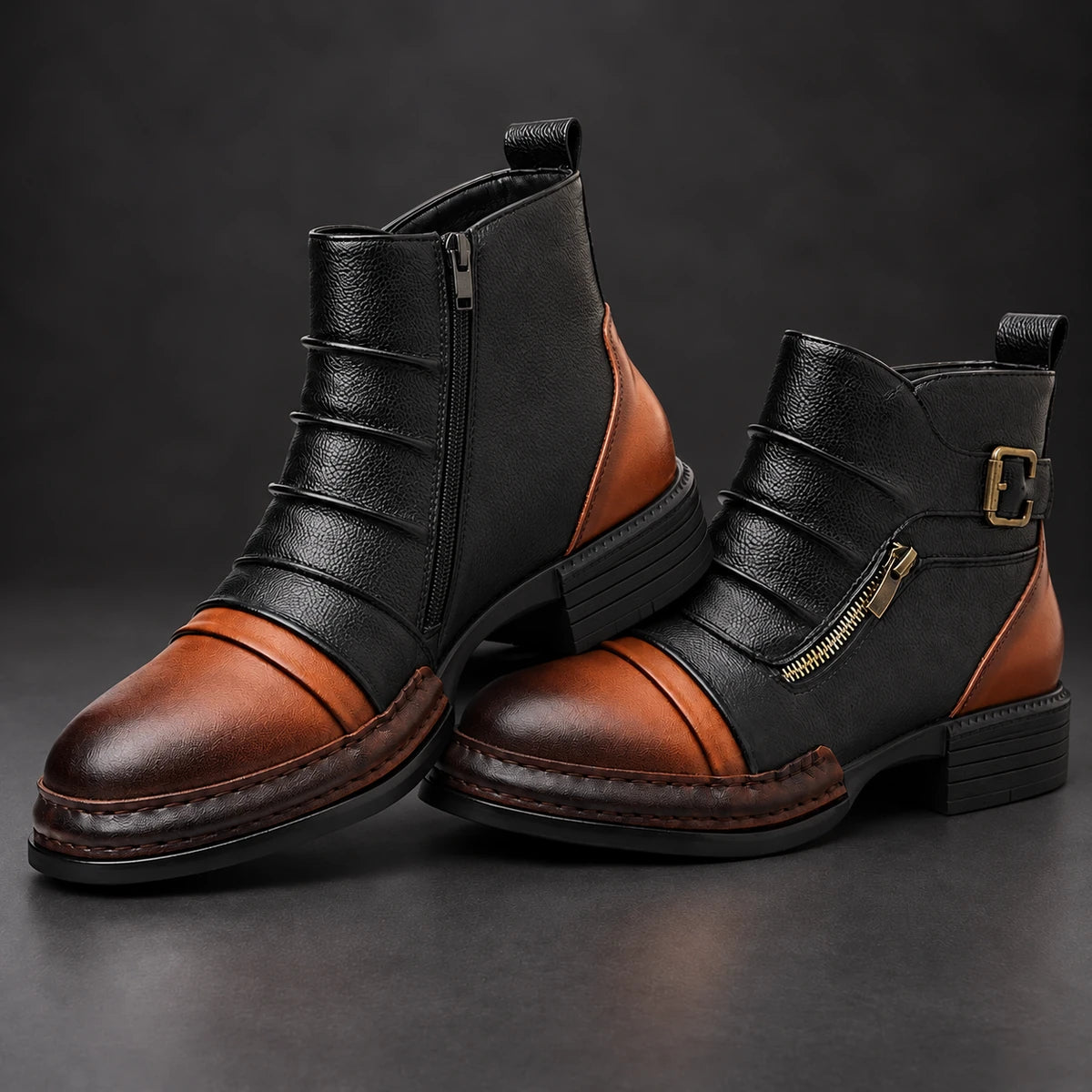Leather Boots | Idris Brown stacked pair