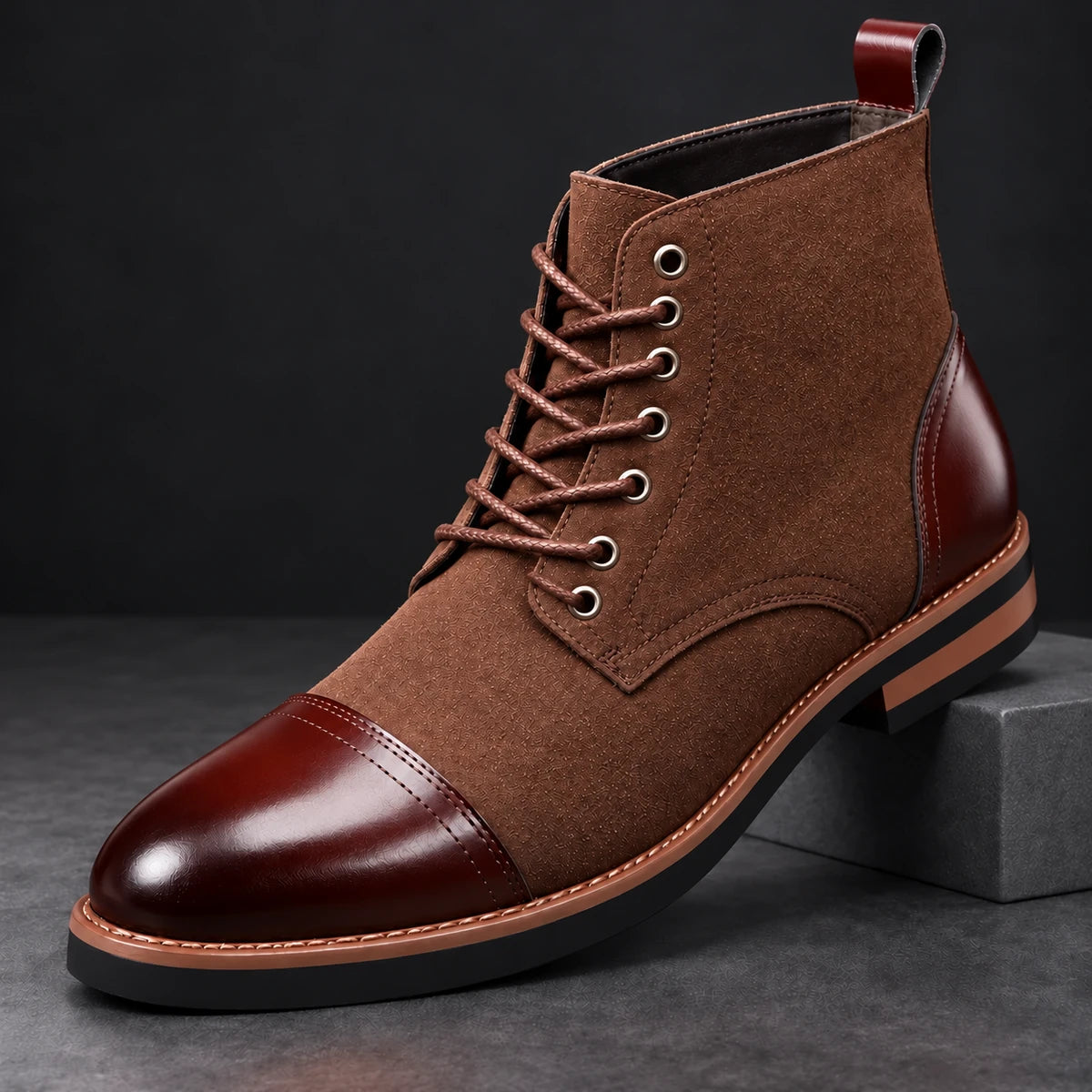 Leather Boots | Maddox Brown diagonal pedestal