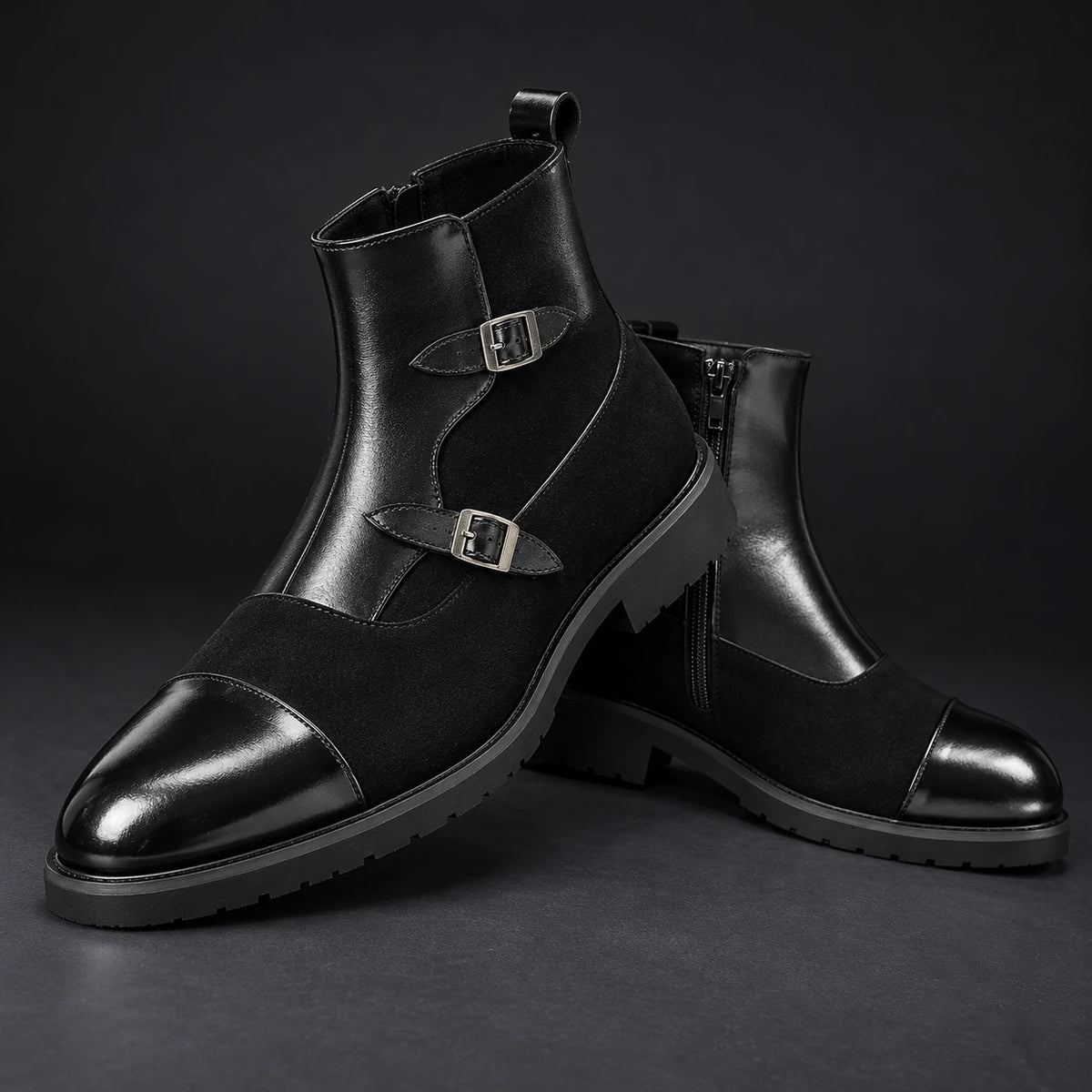 Leather Boots | Neville Black stacked pair view
