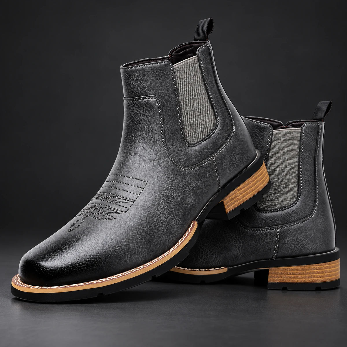 Leather Chelsea Boots | Elwood Gray stacked pair