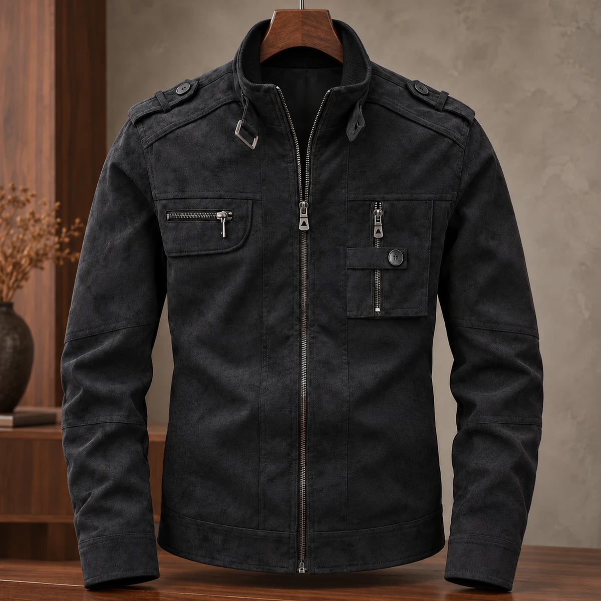 Leather Jacket | Rafferty Black hanger front