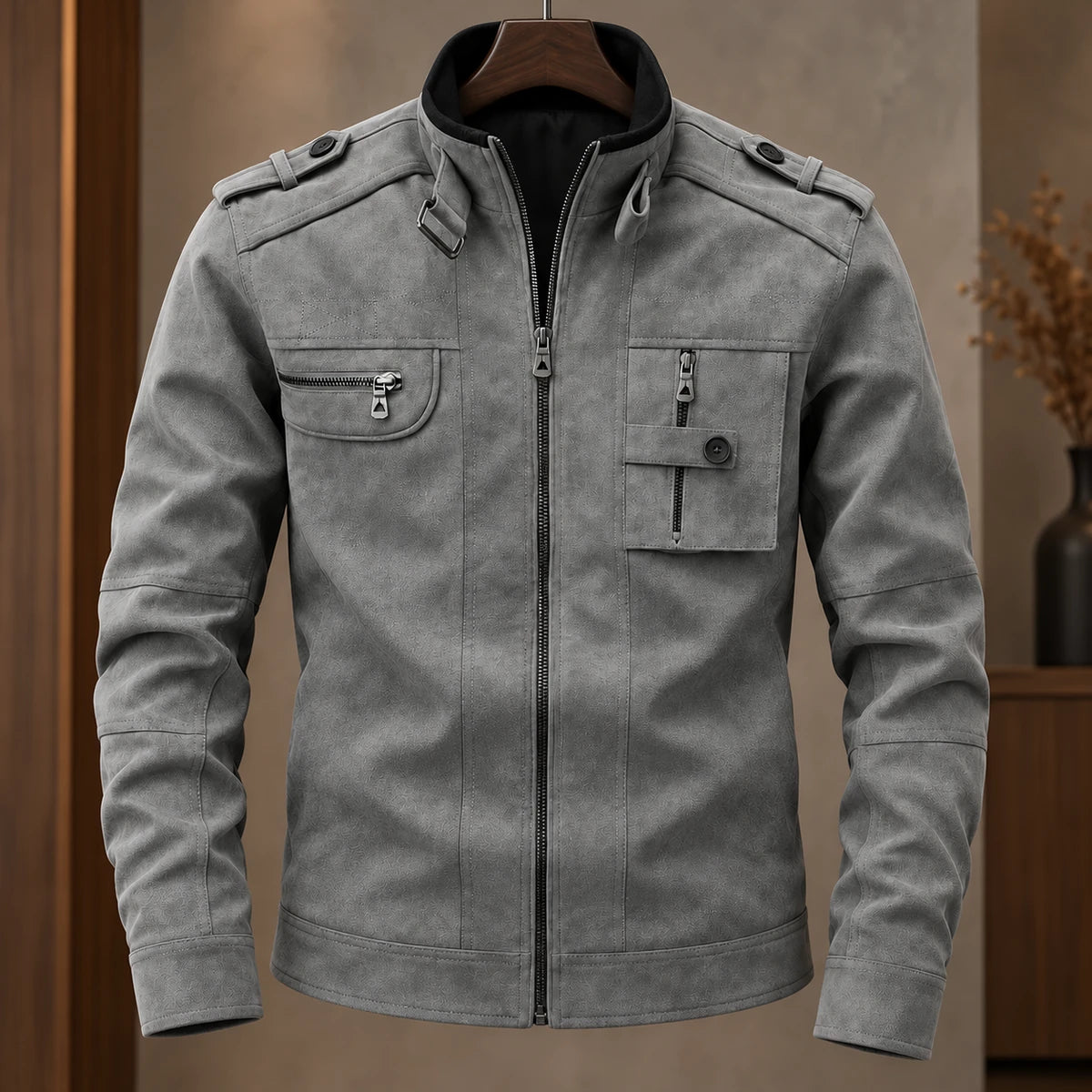 Leather Jacket | Rafferty Gray hanger front
