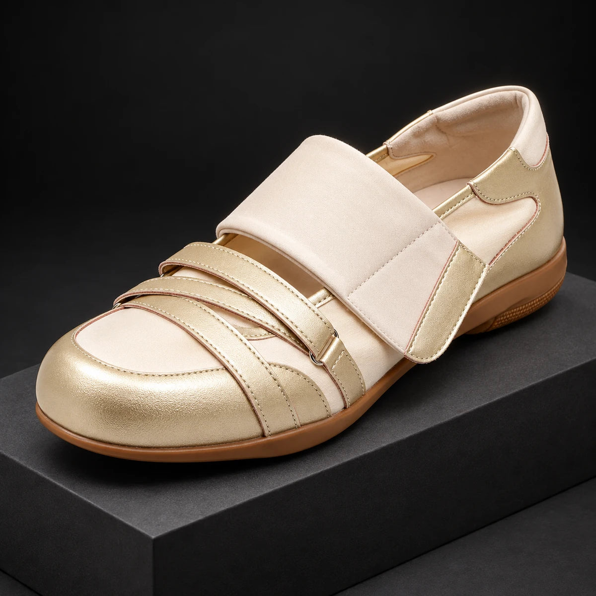 Leather Loafers | Leander Beige diagonal pedestal