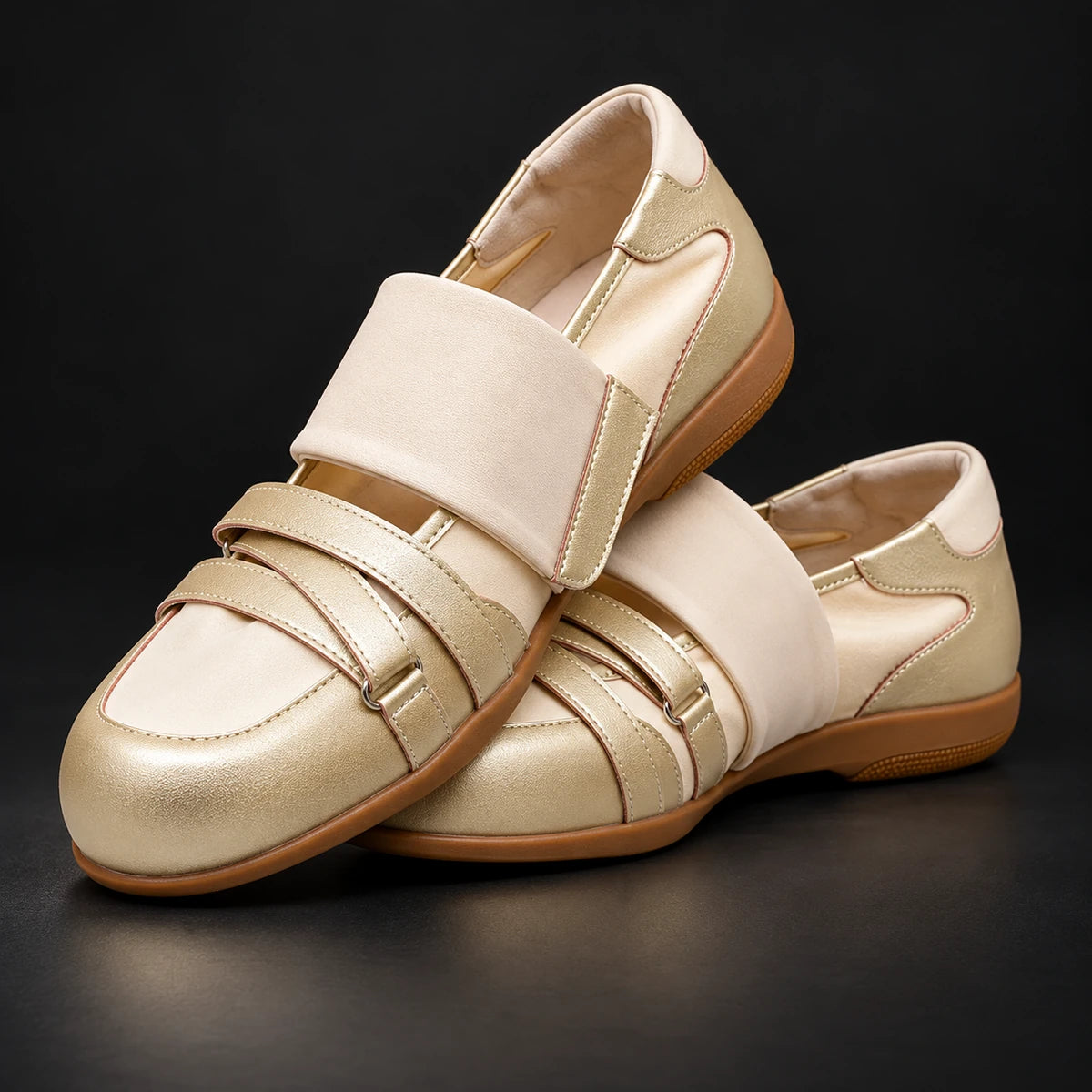 Leather Loafers | Leander Beige stacked pair