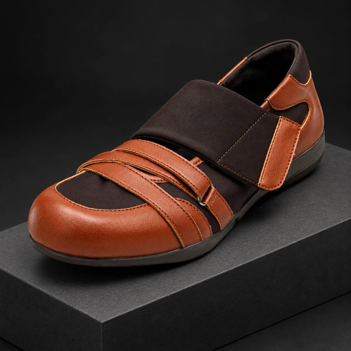 Leather Loafers | Leander Brown diagonal pedestal