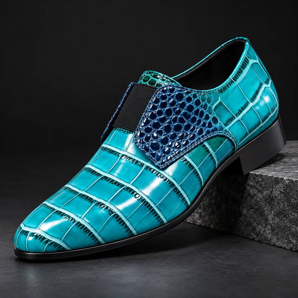 Leather Loafers | Lysander Blue diagonal pedestal