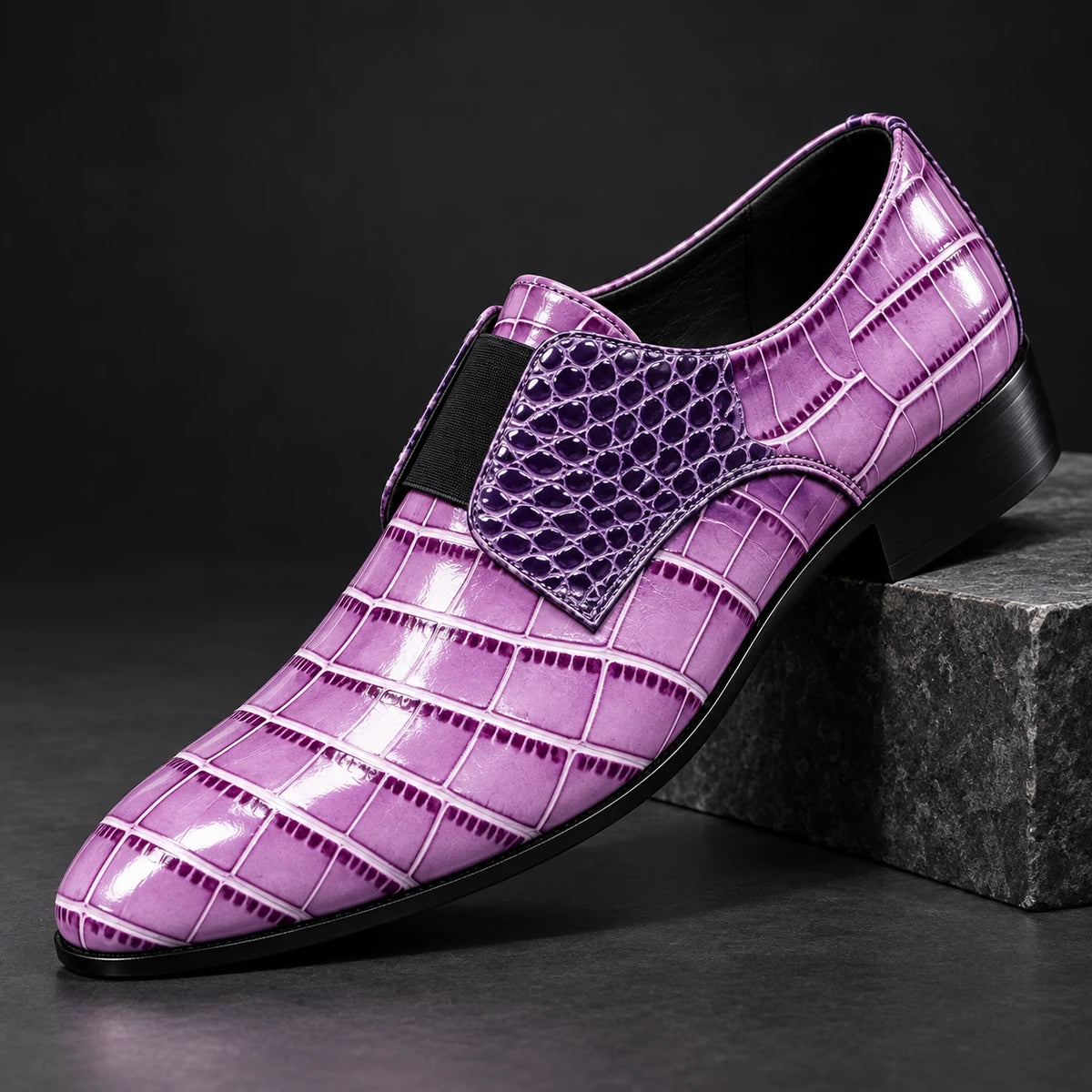 Leather Loafers | Lysander Purple diagonal pedestal