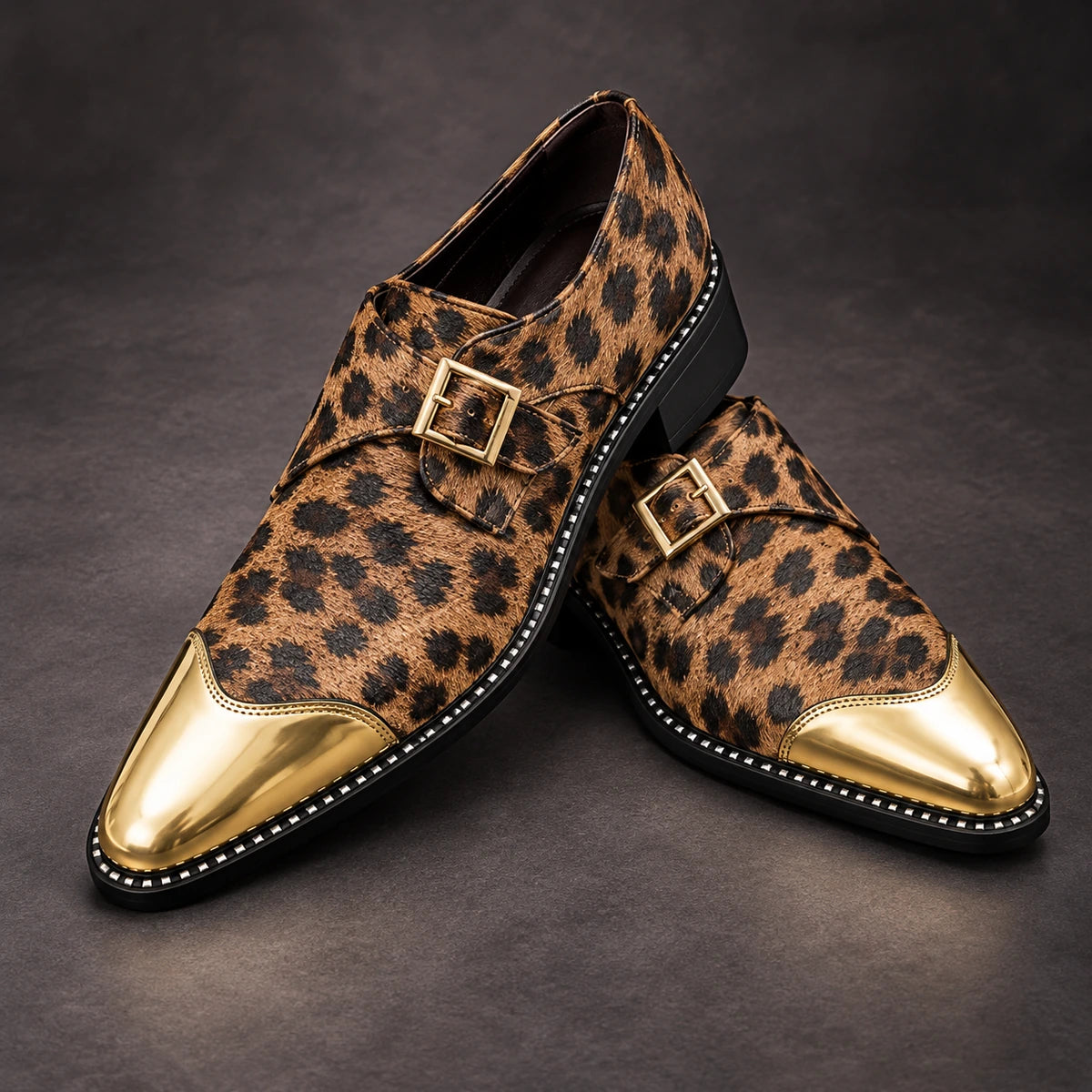 Leather Monk Shoes | Zephyr Gold stacked pair