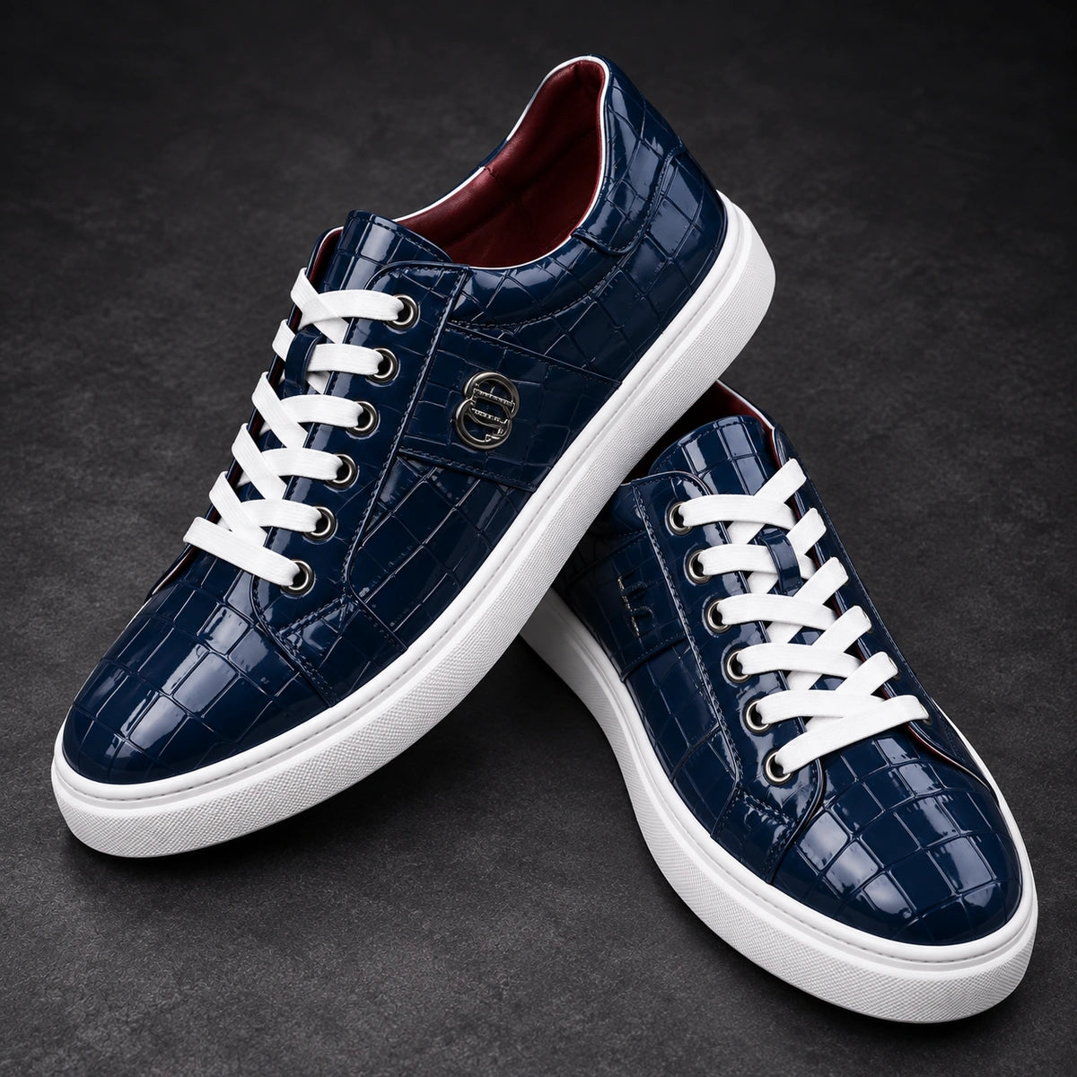 Man Made Leather Derby Shoes Renato Blue Elevated View