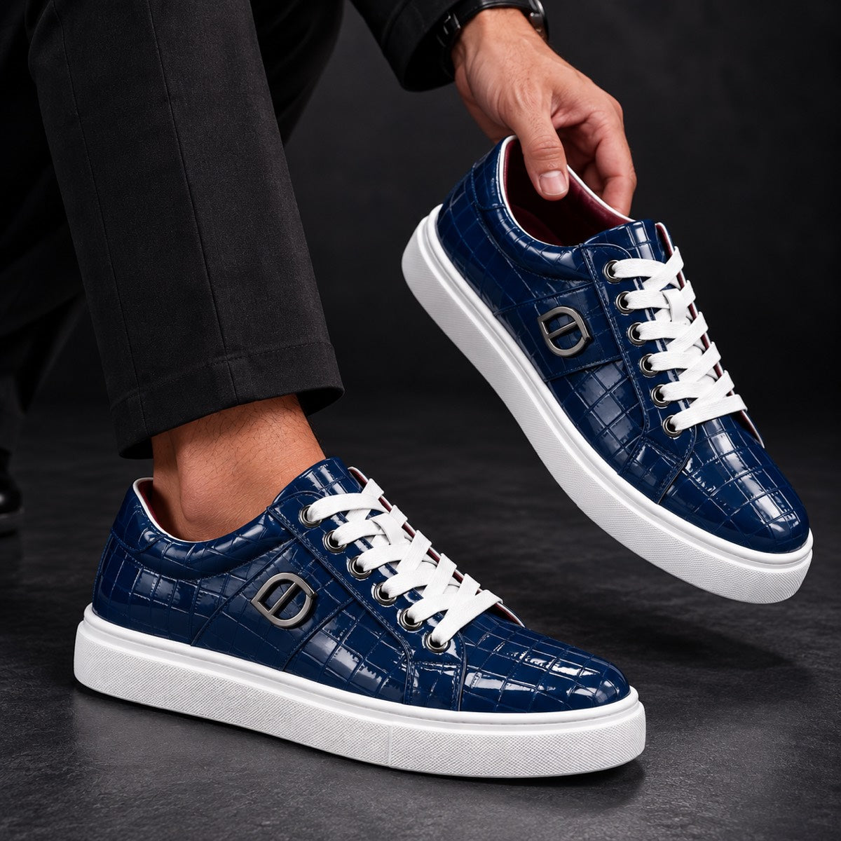 Man Made Leather Derby Shoes Renato Blue Worn