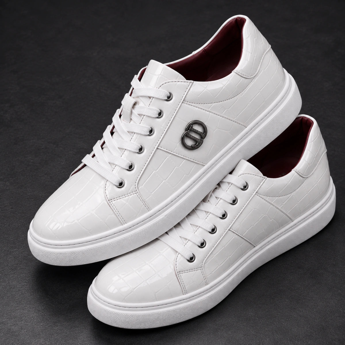 Man Made Leather Derby Shoes Renato White Elevated View