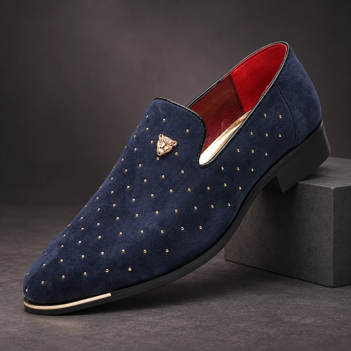 Leather Loafers | Casimir Blue diagonal pedestal