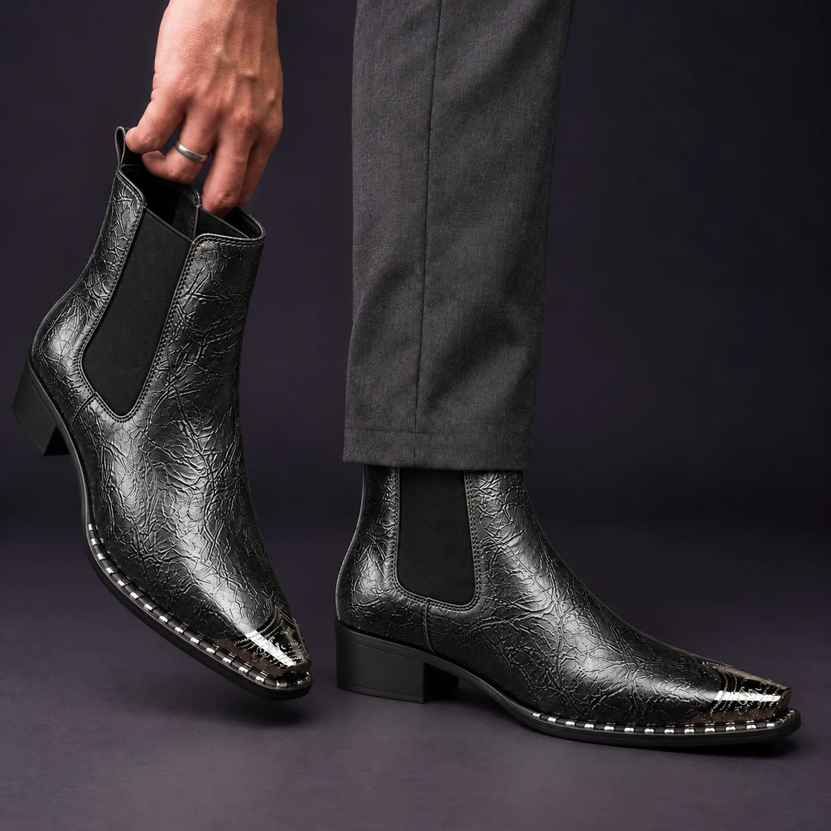 Leather Boots | Milos Black model handheld