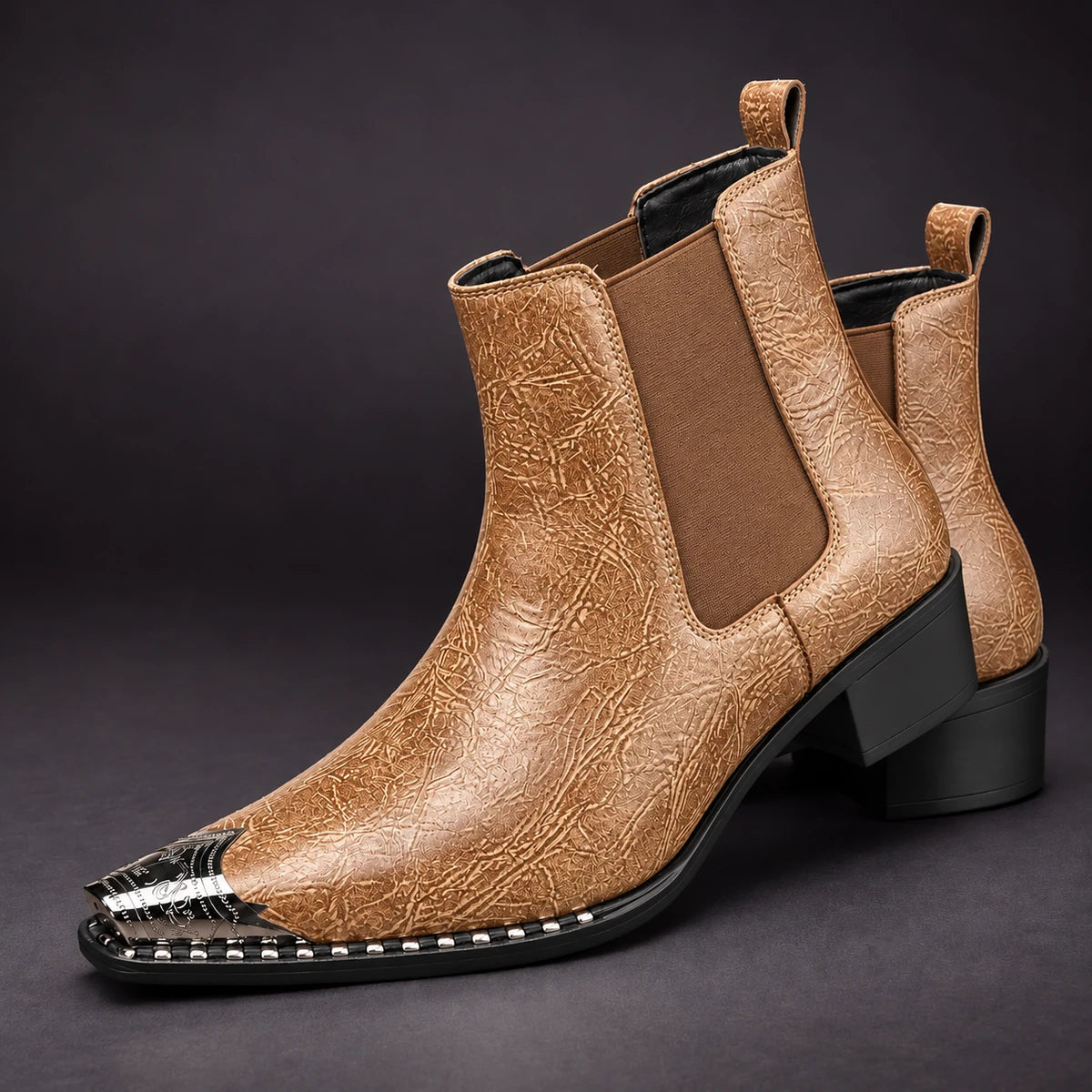 Leather Boots | Milos Brown stacked pair