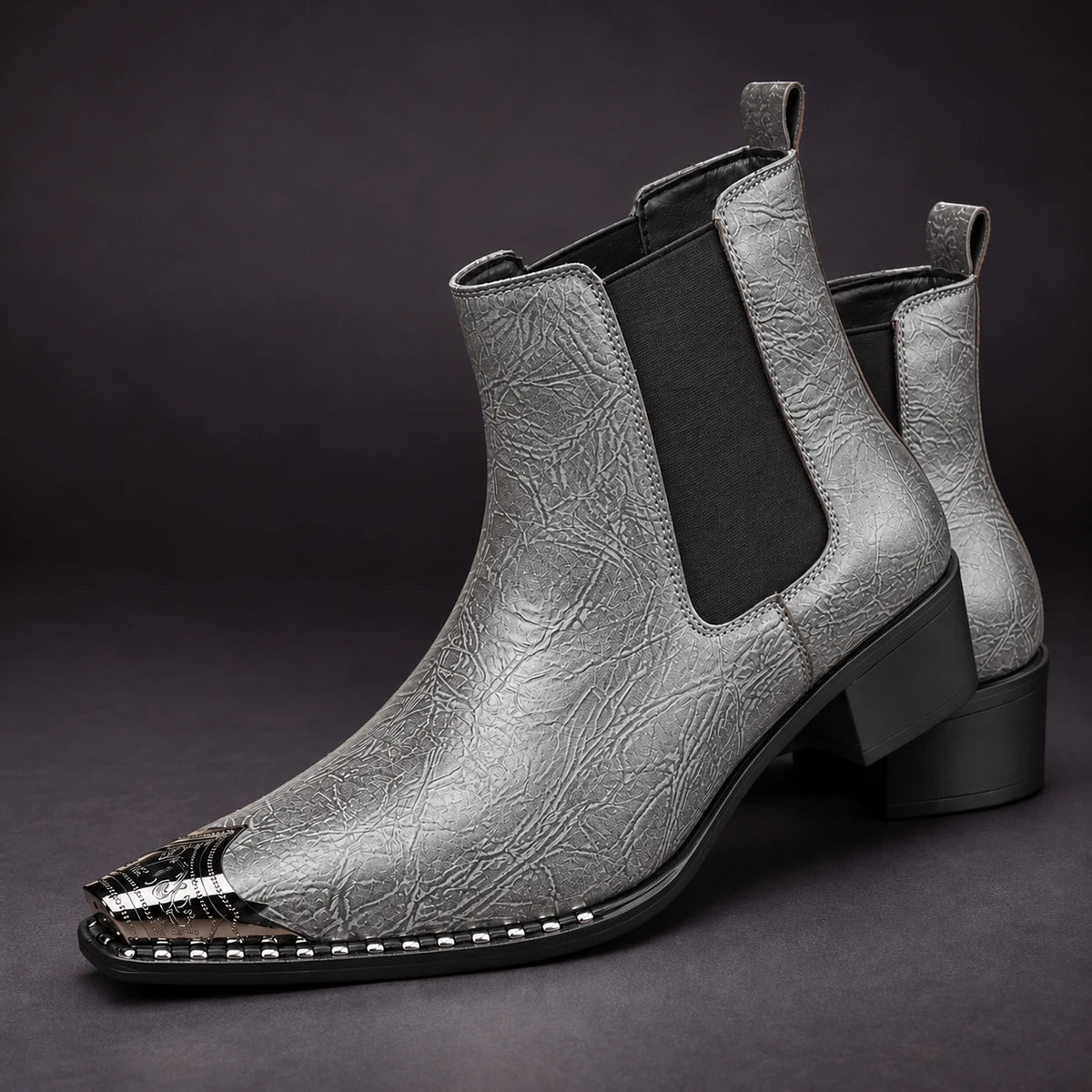 Leather Boots | Milos Gray stacked pair