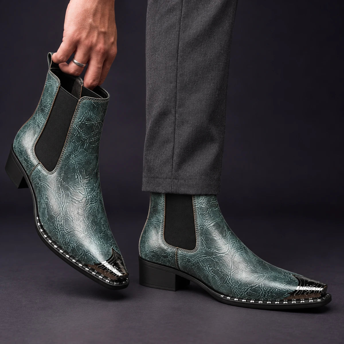 Leather Boots | Milos Green model handheld