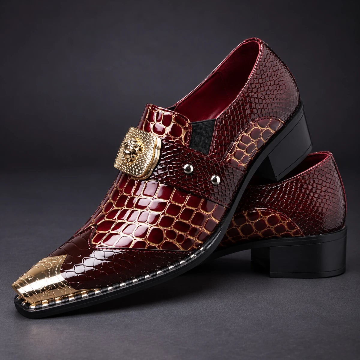 Leather Loafers | Nestor Red stacked pair