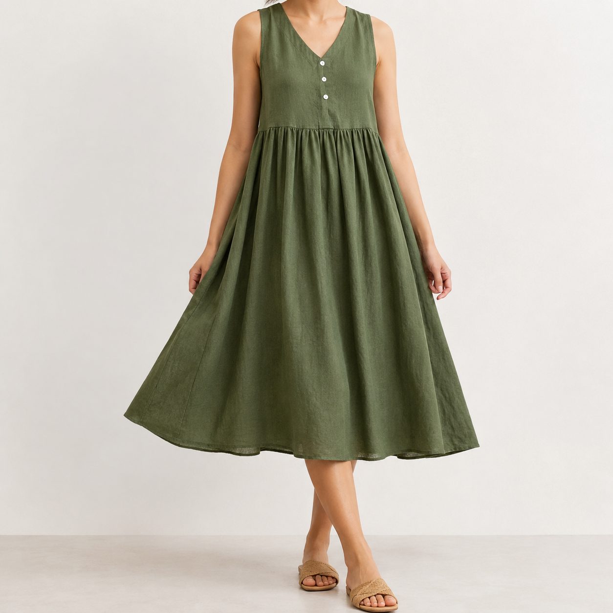 Mira Sleeveless Linen Dress