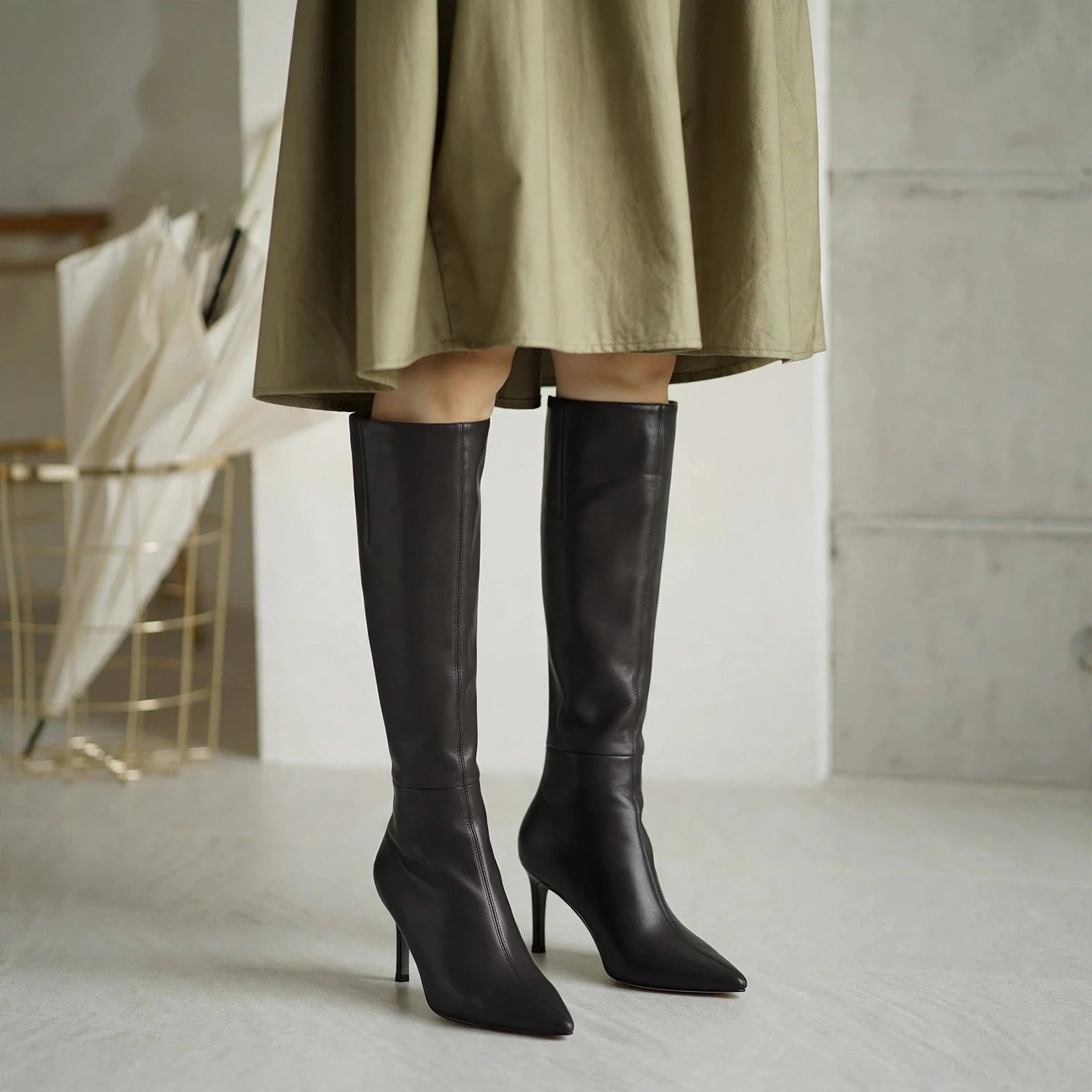Charlotte Leather Knee Boots