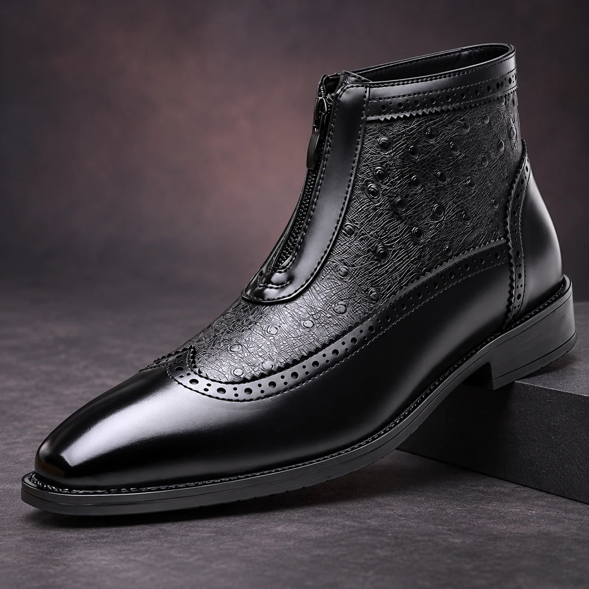 Leather Boots | Nikolaj Black diagonal pedestal