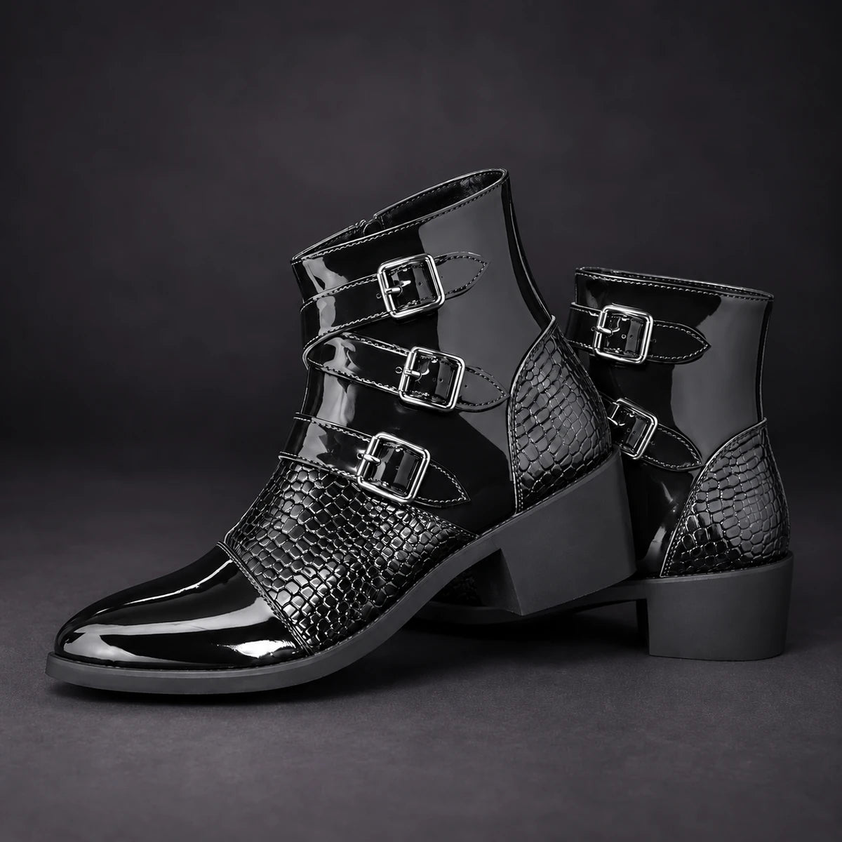 Leather Boots | Severin Black stacked pair