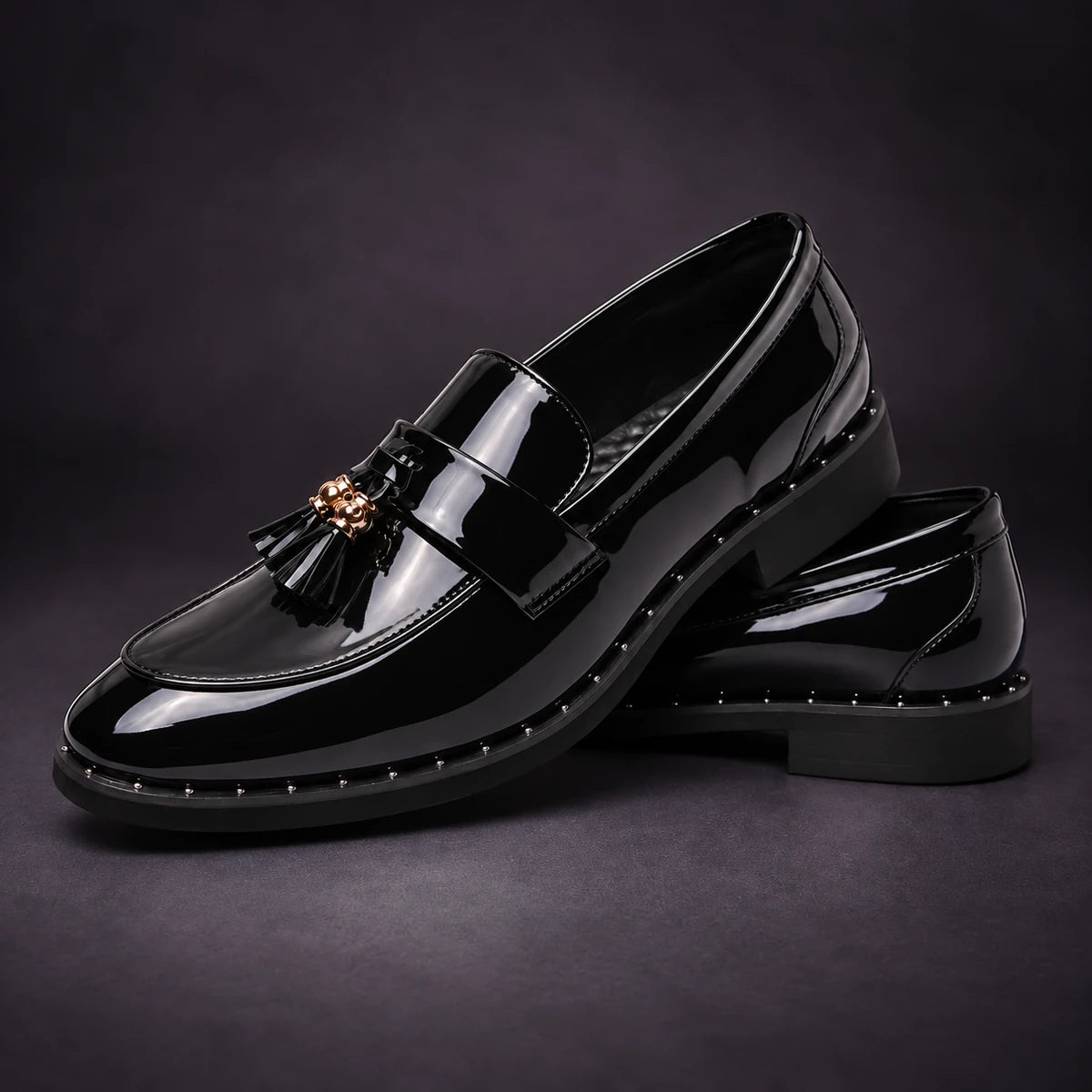 Leather Loafers | Caspien Black stacked pair