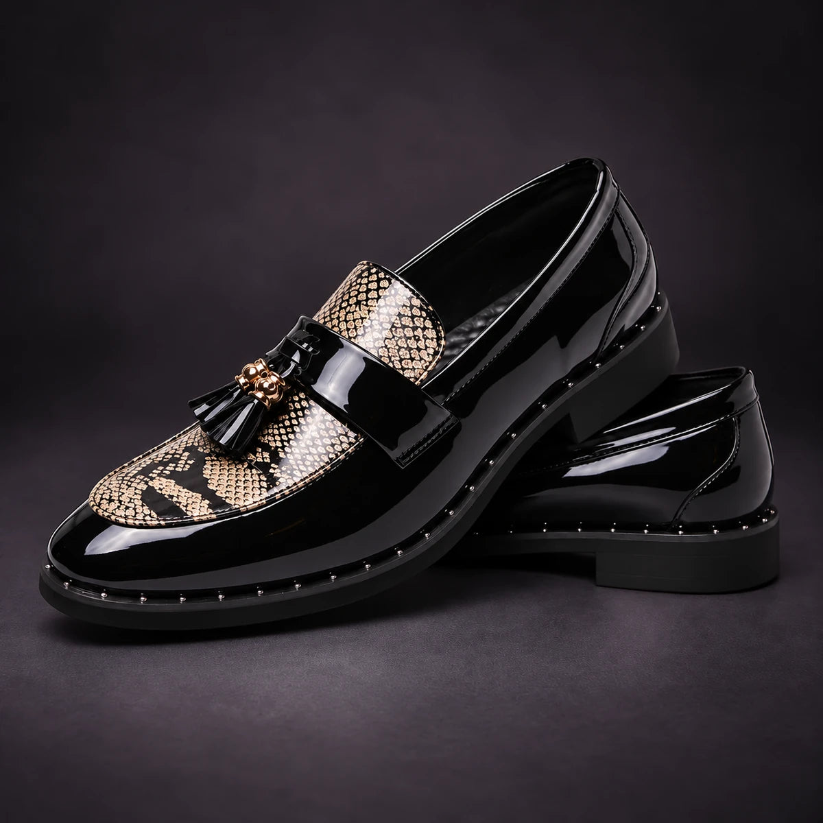 Leather Loafers | Caspien Gold stacked pair