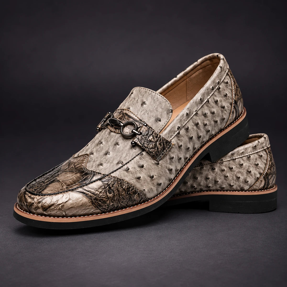 Leather Loafers | Lothar Beige stacked pair