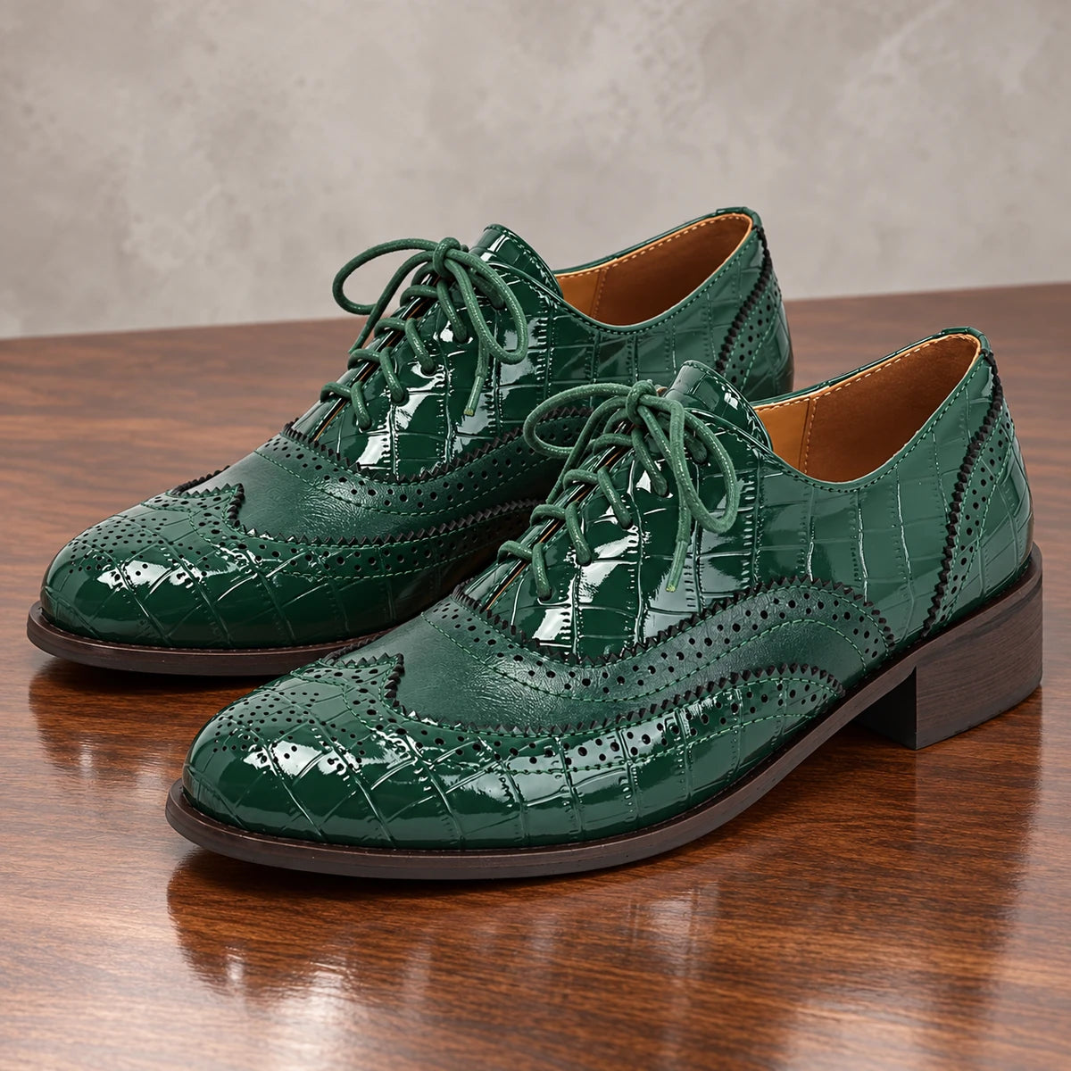 Patent Oxfords | Celine Green natural pair