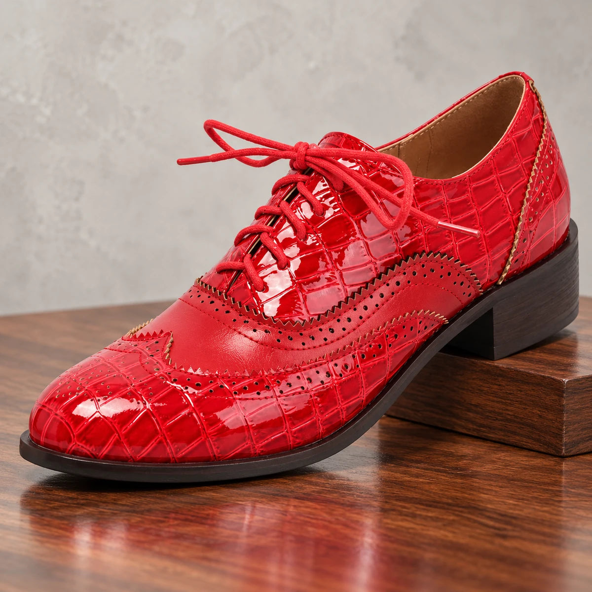 Patent Oxfords | Celine Red diagonal pedestal