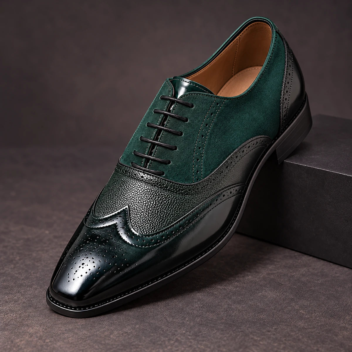 Leather Oxfords | Marius Green diagonal pedestal