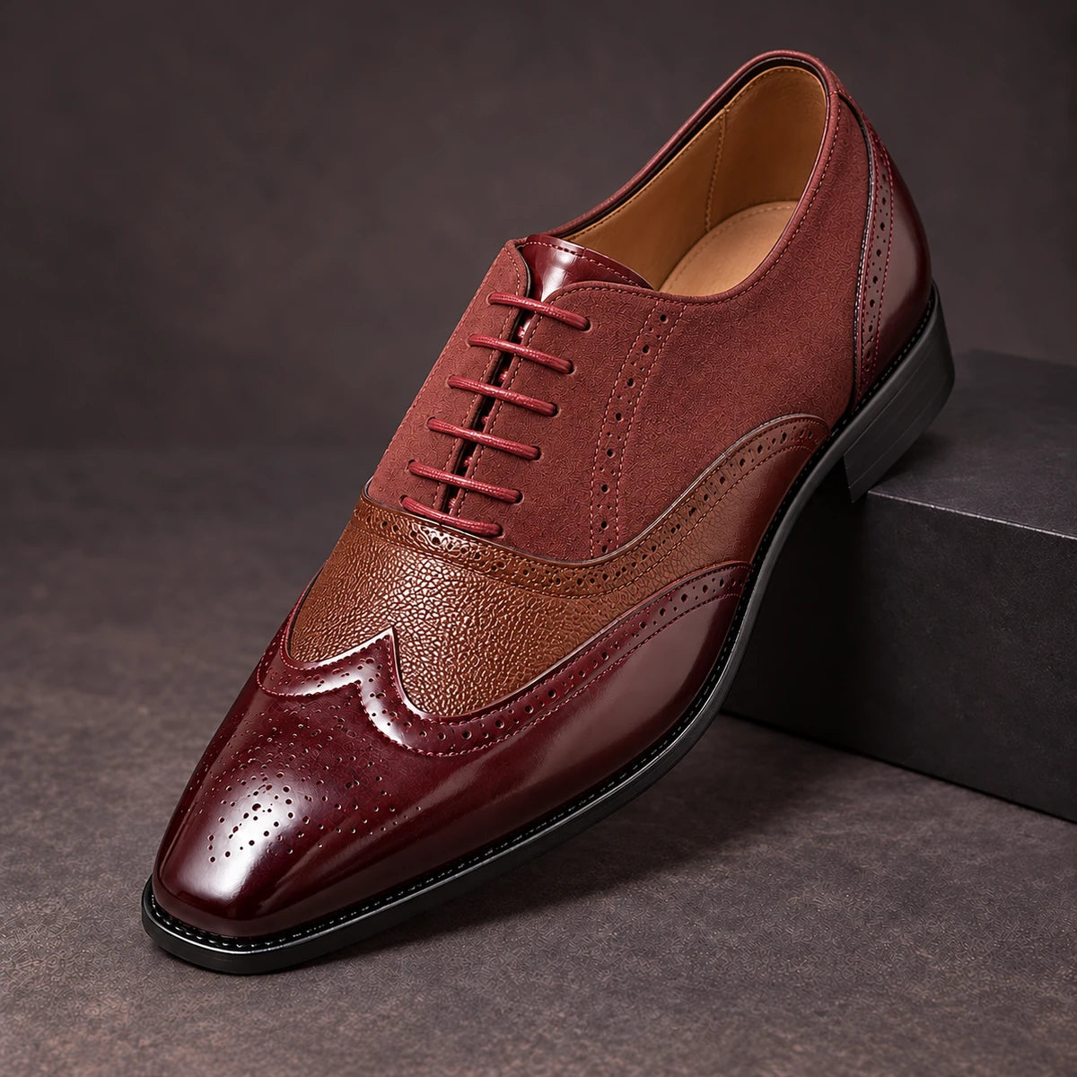 Leather Oxfords | Marius Red diagonal pedestal