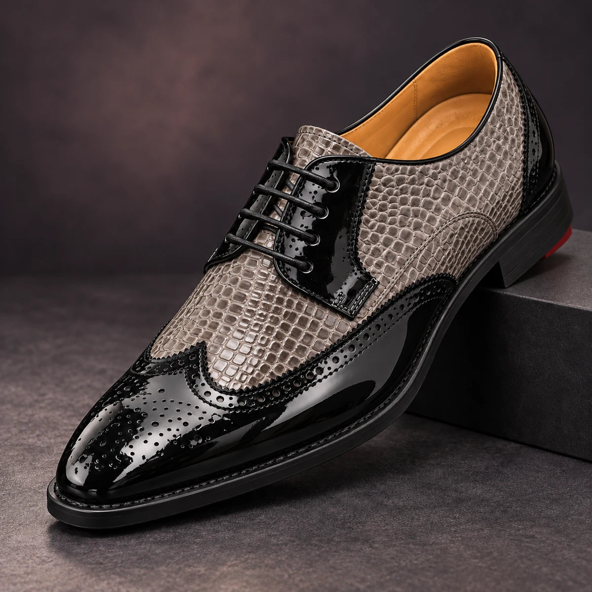 Leather Oxfords | Sven Gray diagonal pedestal