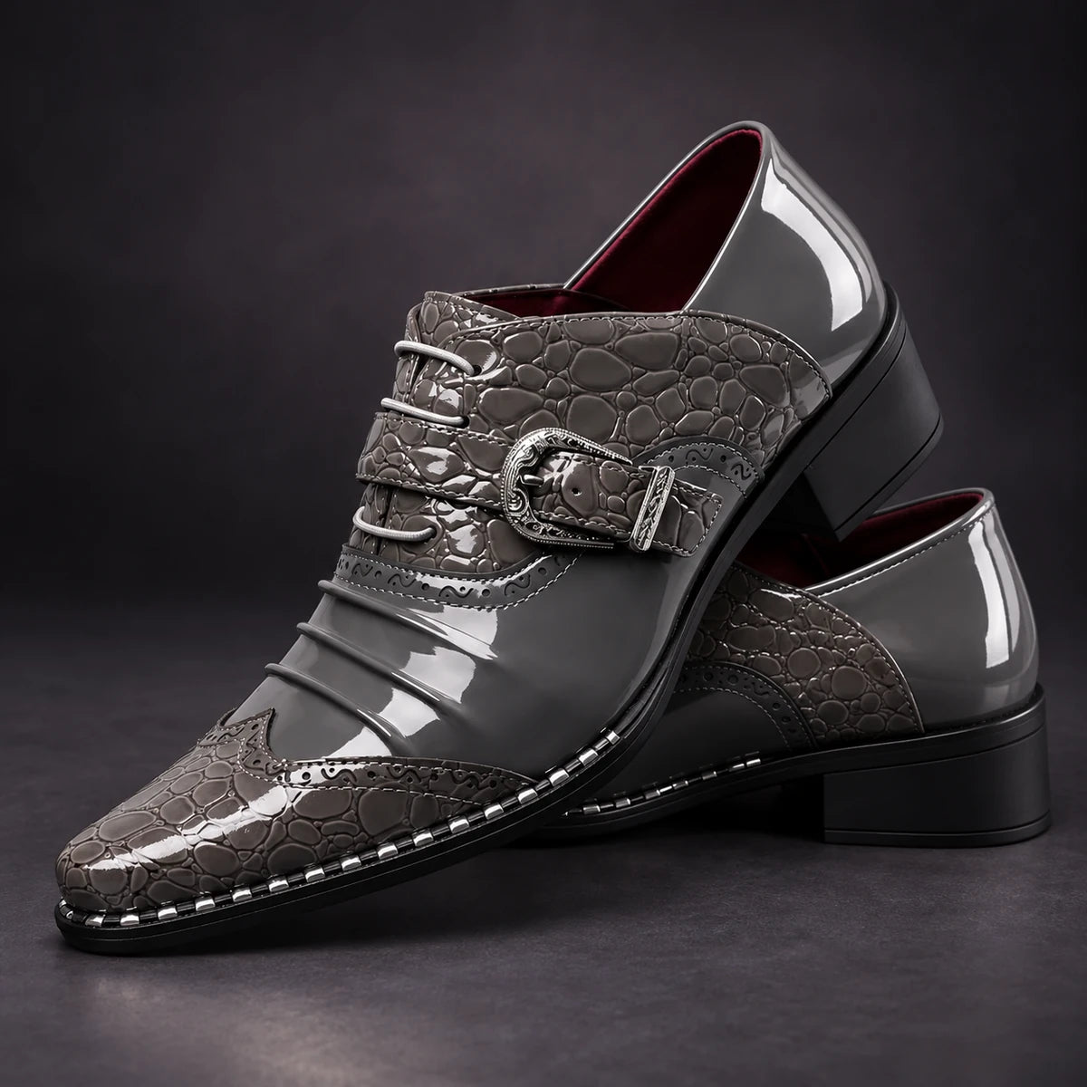 Leather Shoes | Anatole Gray stacked pair