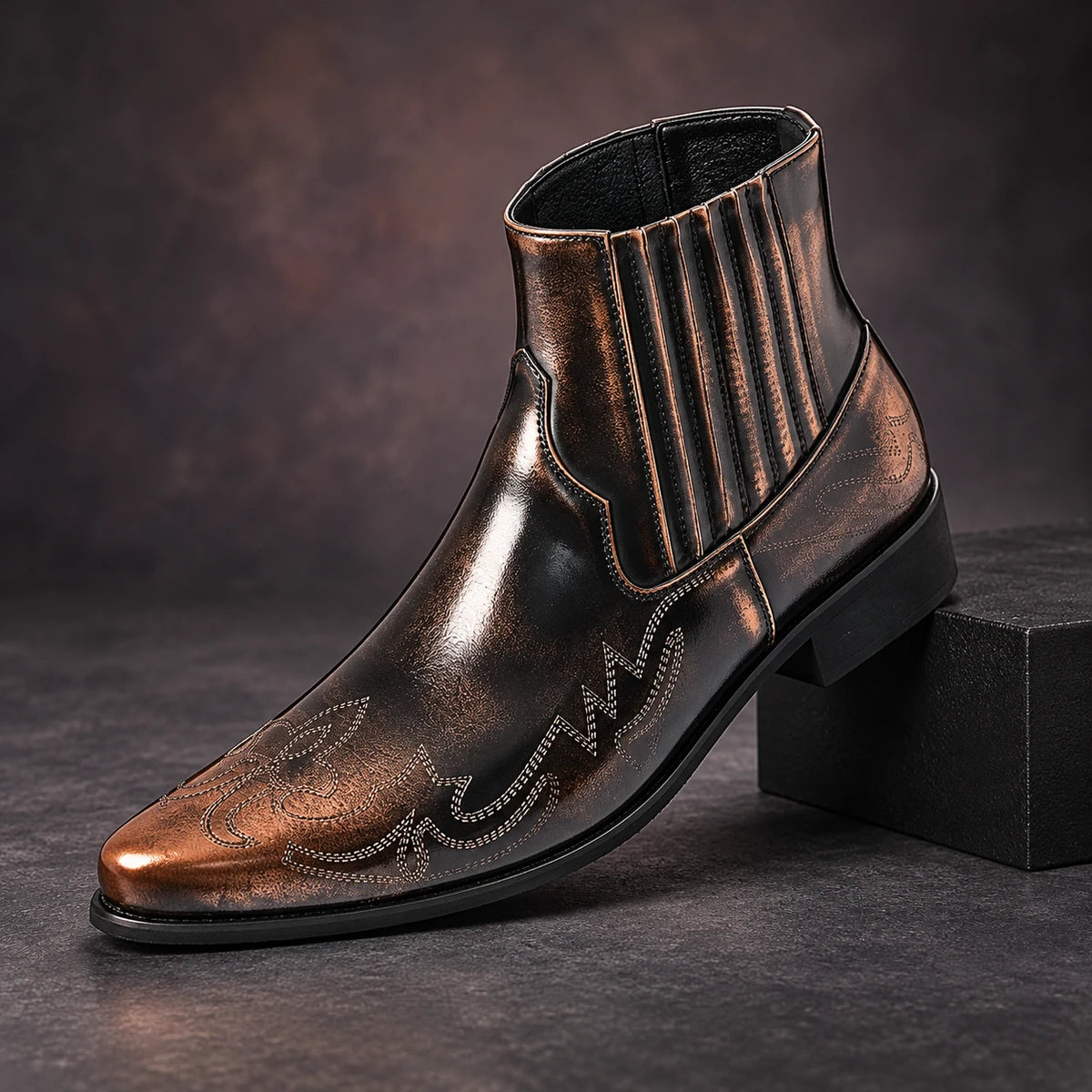 Leather Boots | Per Brown diagonal pedestal